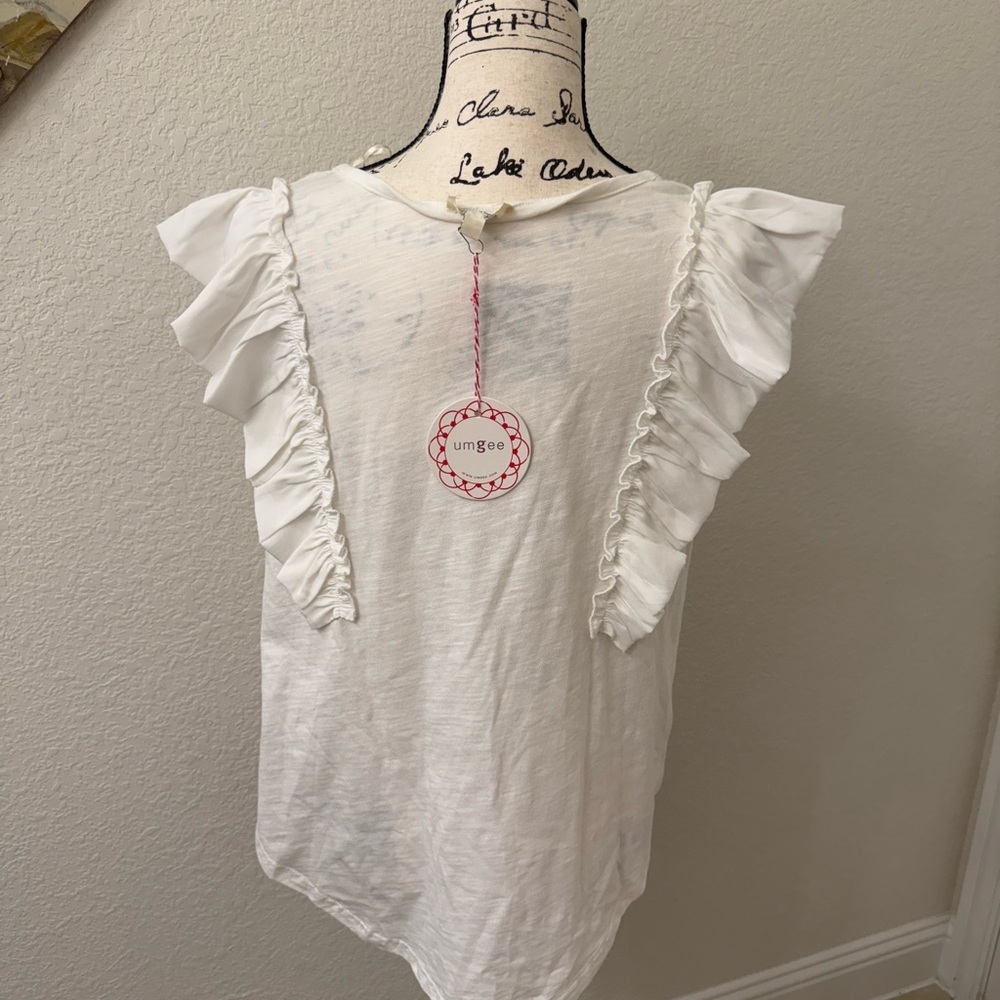 NWT Umgee Ruffled Sleeve 100% cotton top sz M - Picture 4 of 6
